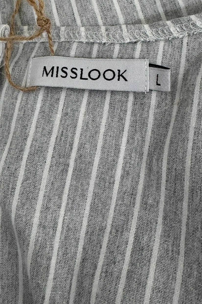 MISSLOOK Sleeveless Grey A-Line Sundress - Size L