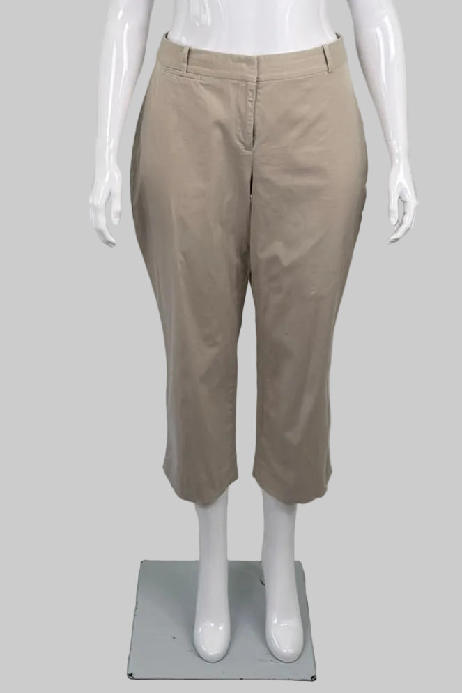 Talbots Curvy Beige Tailored Cropped Pants - Size 16