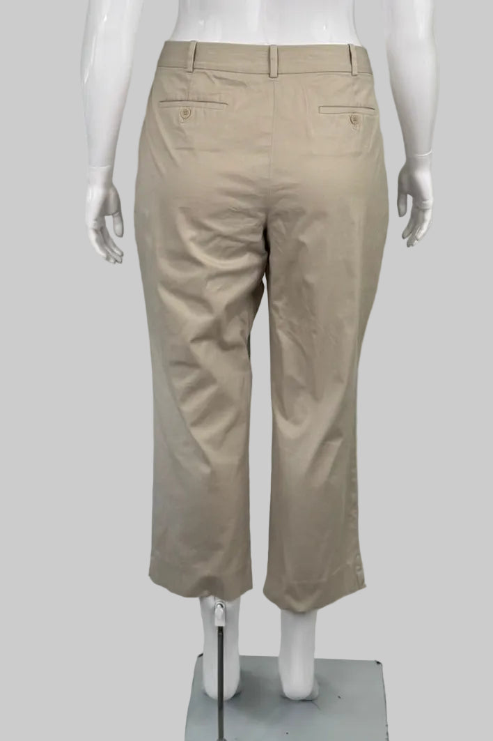 Talbots Curvy Beige Tailored Cropped Pants - Size 16