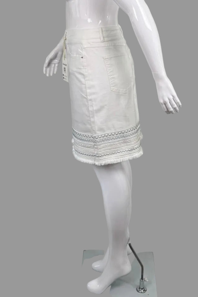 Charlie B White Embroidered Hem Denim Skort - Size 16