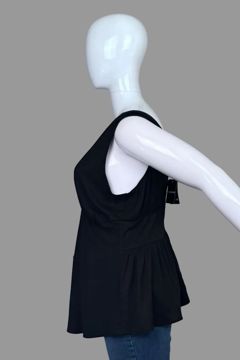 Torrid Black Cinched Peplum Top - Size 2