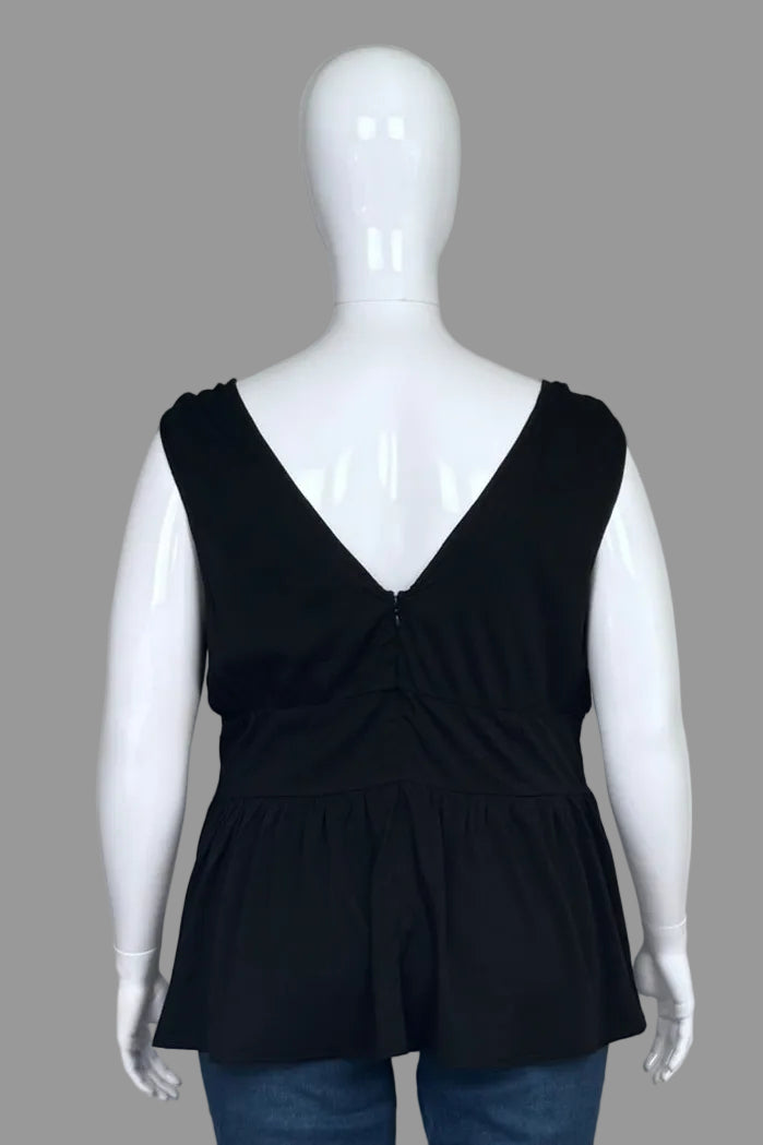 Torrid Black Cinched Peplum Top - Size 2