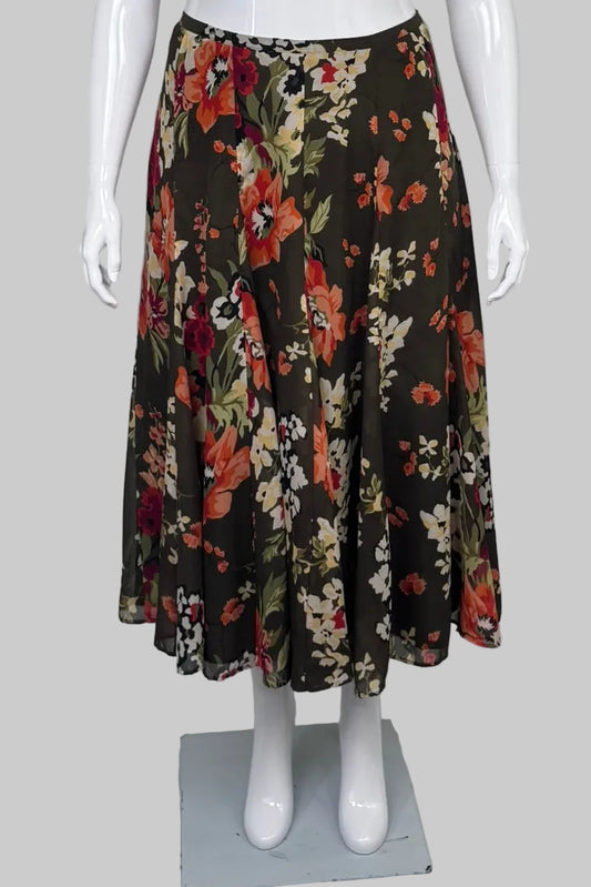 Addition Elle Floral Chiffon A-Line Maxi Skirt - Size 16