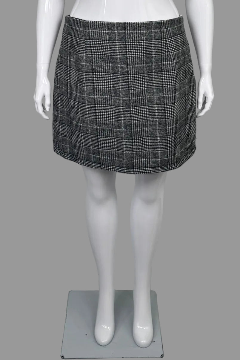 Grey Plaid Cozy Brushed Blanket Mini Skirt - Size 2XL