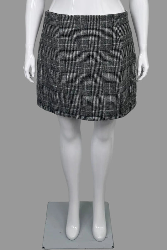 Grey Plaid Cozy Brushed Blanket Mini Skirt - Size 2XL