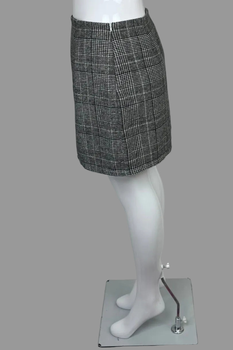 Grey Plaid Cozy Brushed Blanket Mini Skirt - Size 2XL