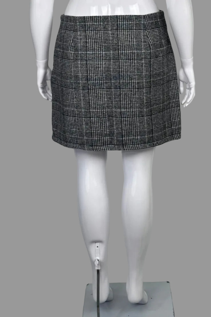 Grey Plaid Cozy Brushed Blanket Mini Skirt - Size 2XL
