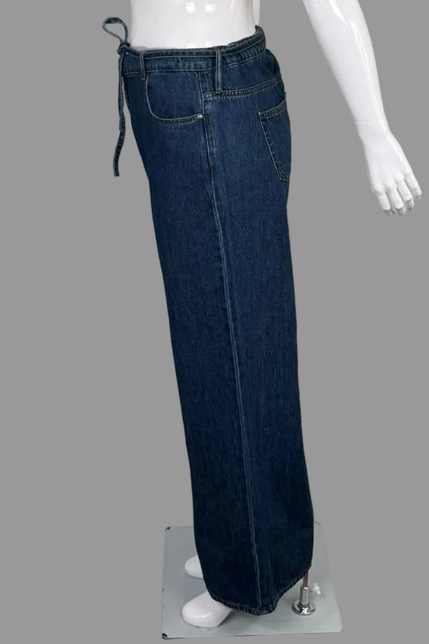 Buffalo David Bitton Wide Leg "Bree" Tie-Waist Jeans - Size 16