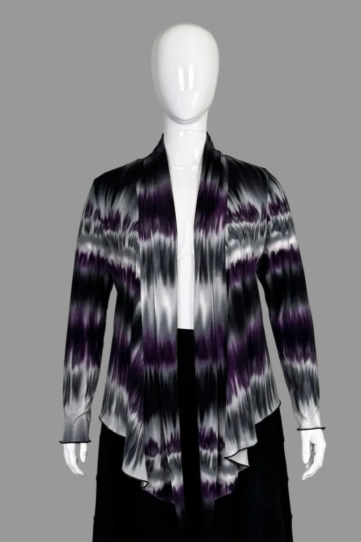 Frank Lyman Tie-Die Purple Open Cardigan - Size 14