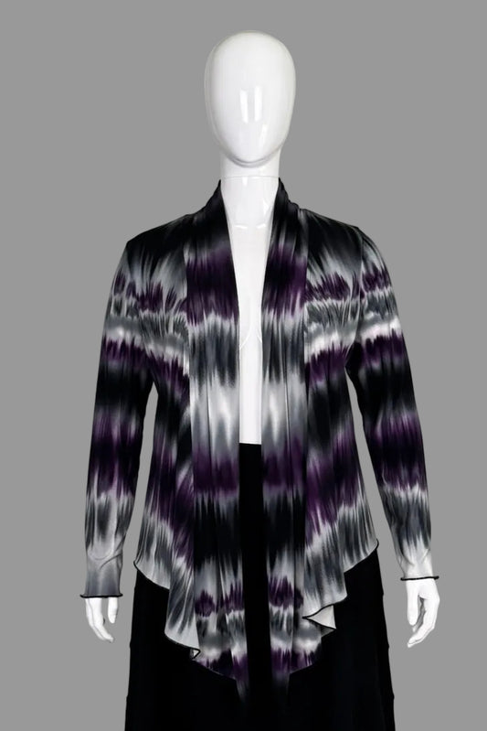 Frank Lyman Tie-Die Purple Open Cardigan - Size 14