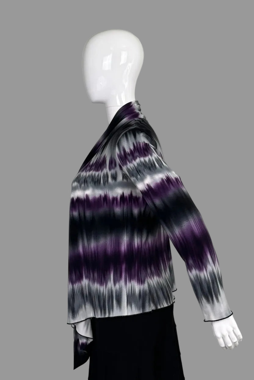Frank Lyman Tie-Die Purple Open Cardigan - Size 14