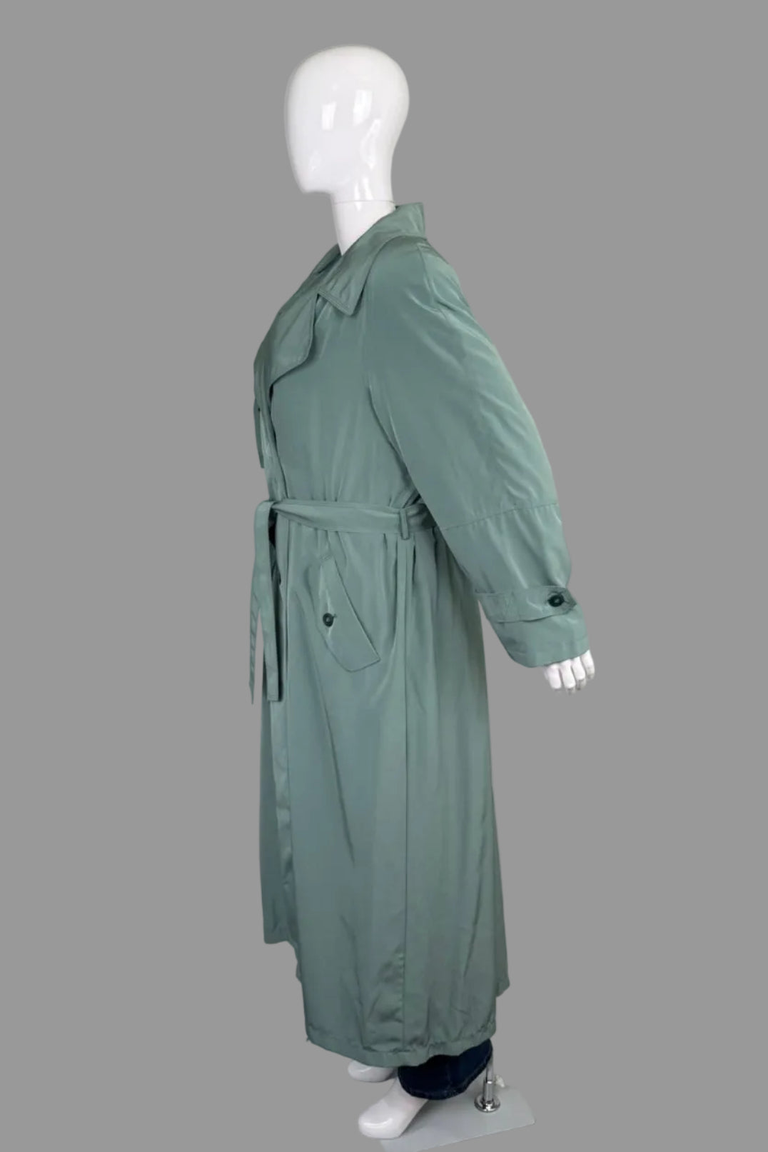 UTEX Vintage Sage Green Longline Duster Trench Coat - Size 20W