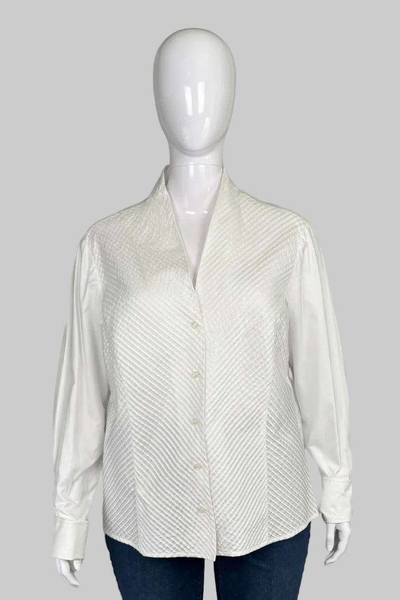 Jones New York 100% Cotton White Blouse with French Cuffs - Size 2X