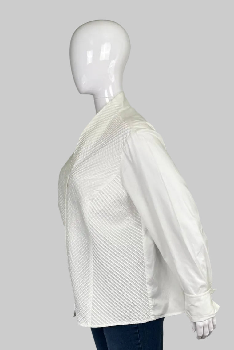 Jones New York 100% Cotton White Blouse with French Cuffs - Size 2X