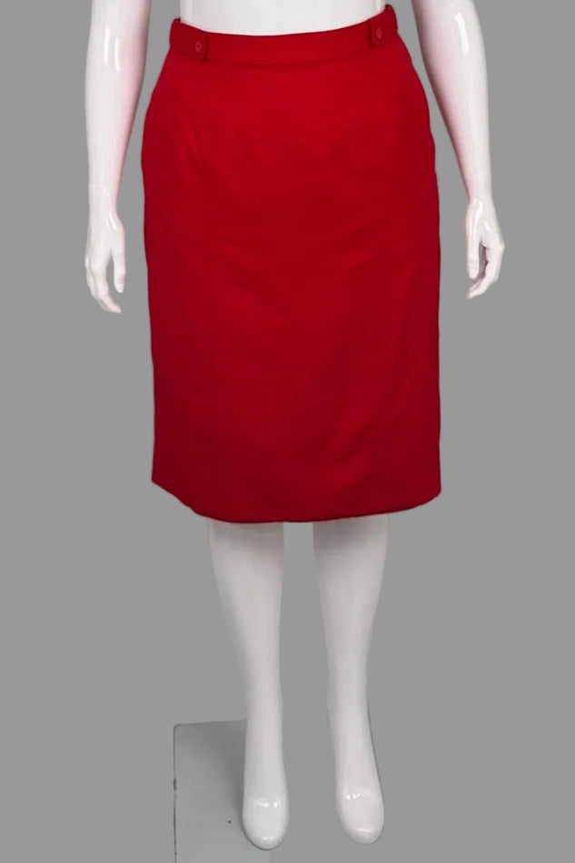 Vintage St Michael UK Pure New Wool Red Pencil Skirt - Size 14