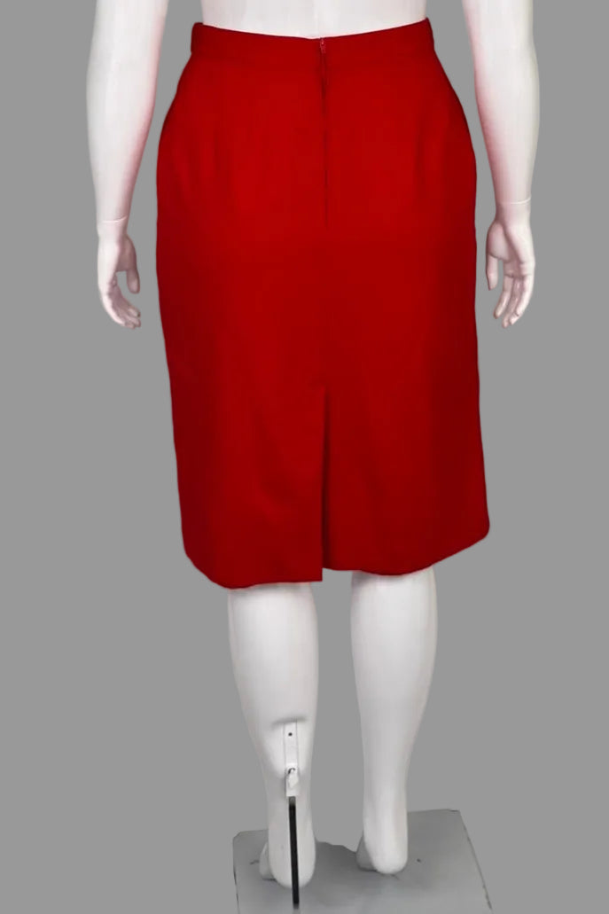 Vintage St Michael UK Pure New Wool Red Pencil Skirt - Size 14