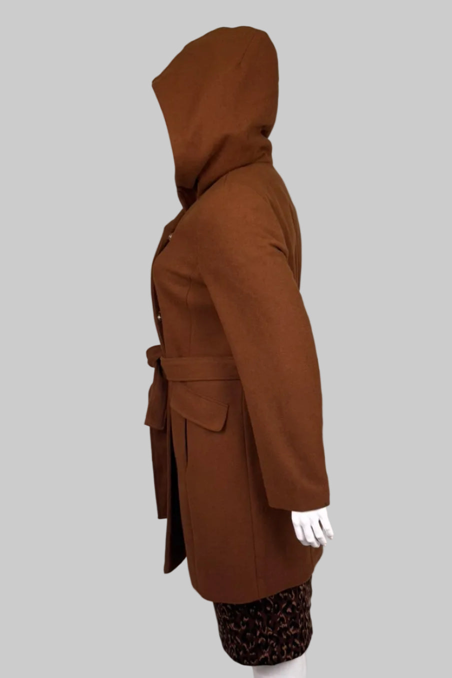 Reitmans Hooded Belted Wool-Blend Camel Coat - Size XL