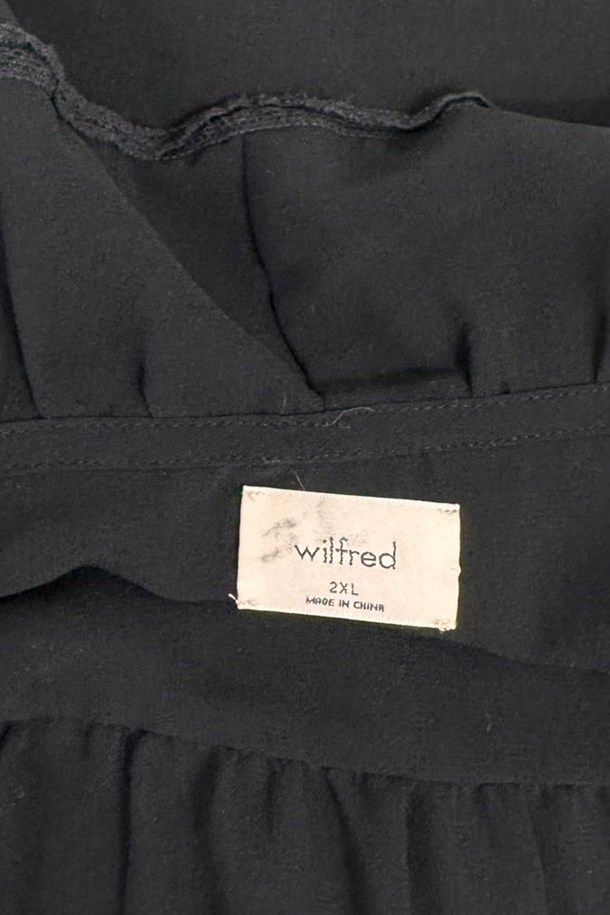 Wilfred Black Sheer Ruffled Chiffon Blouse - Size 2XL