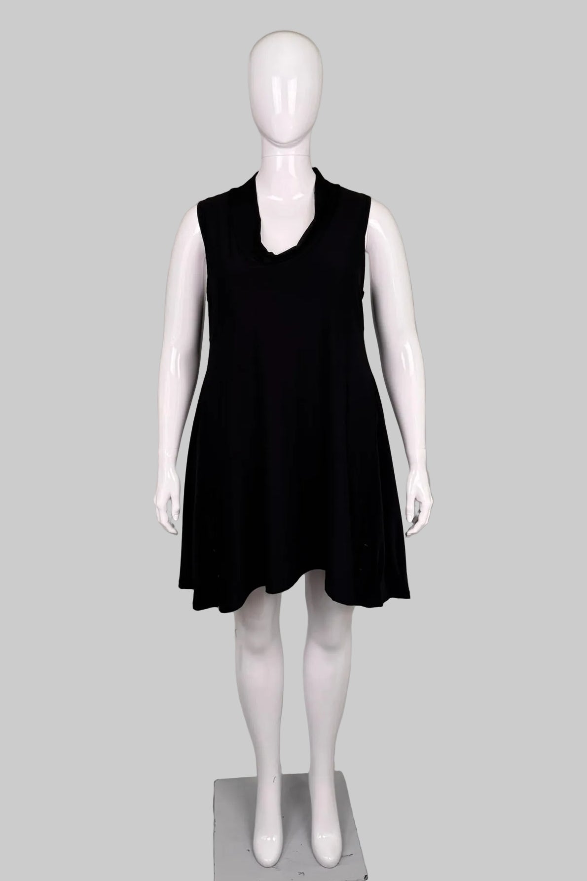 Papa Vancouver Black Cowl Neck Sleeveless Swing Dress - Size L