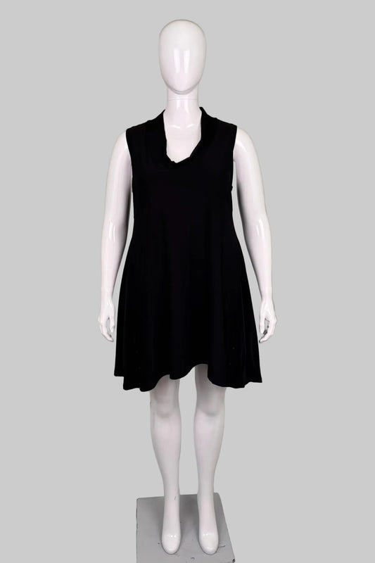 Papa Vancouver Black Cowl Neck Sleeveless Swing Dress - Size L