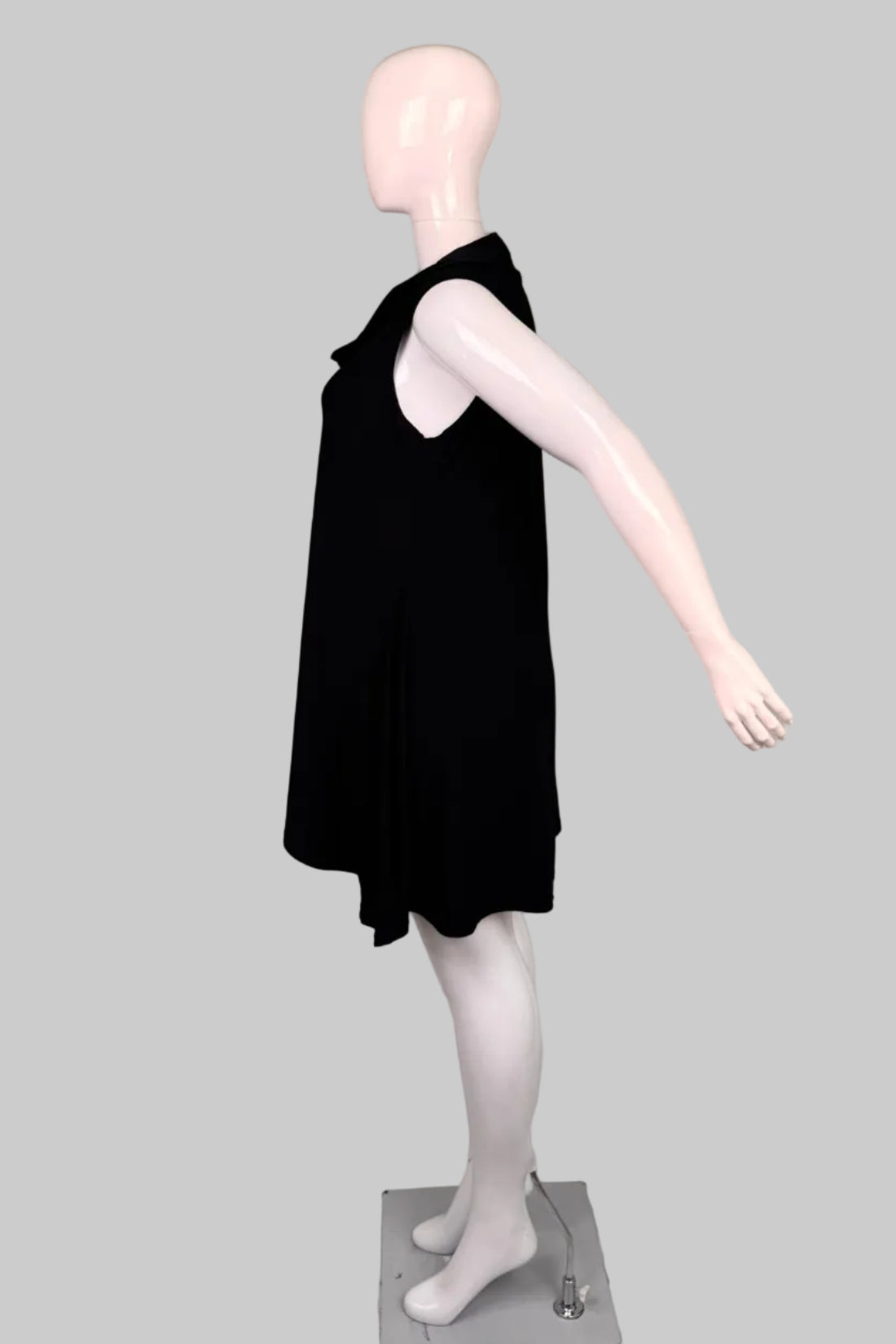 Papa Vancouver Black Cowl Neck Sleeveless Swing Dress - Size L