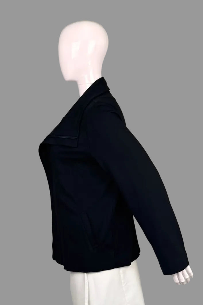 Blue Sky Zip-Up Convertible High Neck Black Jacket Blazer - Size XL