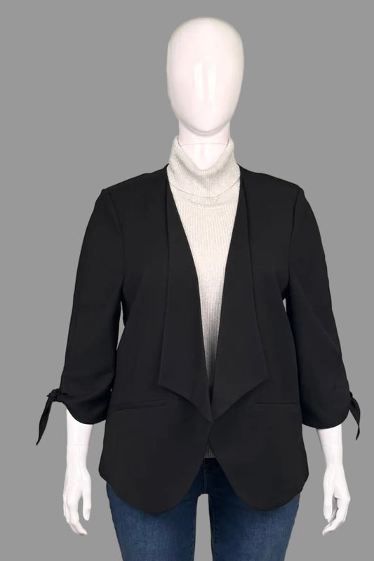 Reitmans Black Open Front Tie Cuff Blazer - Size 20