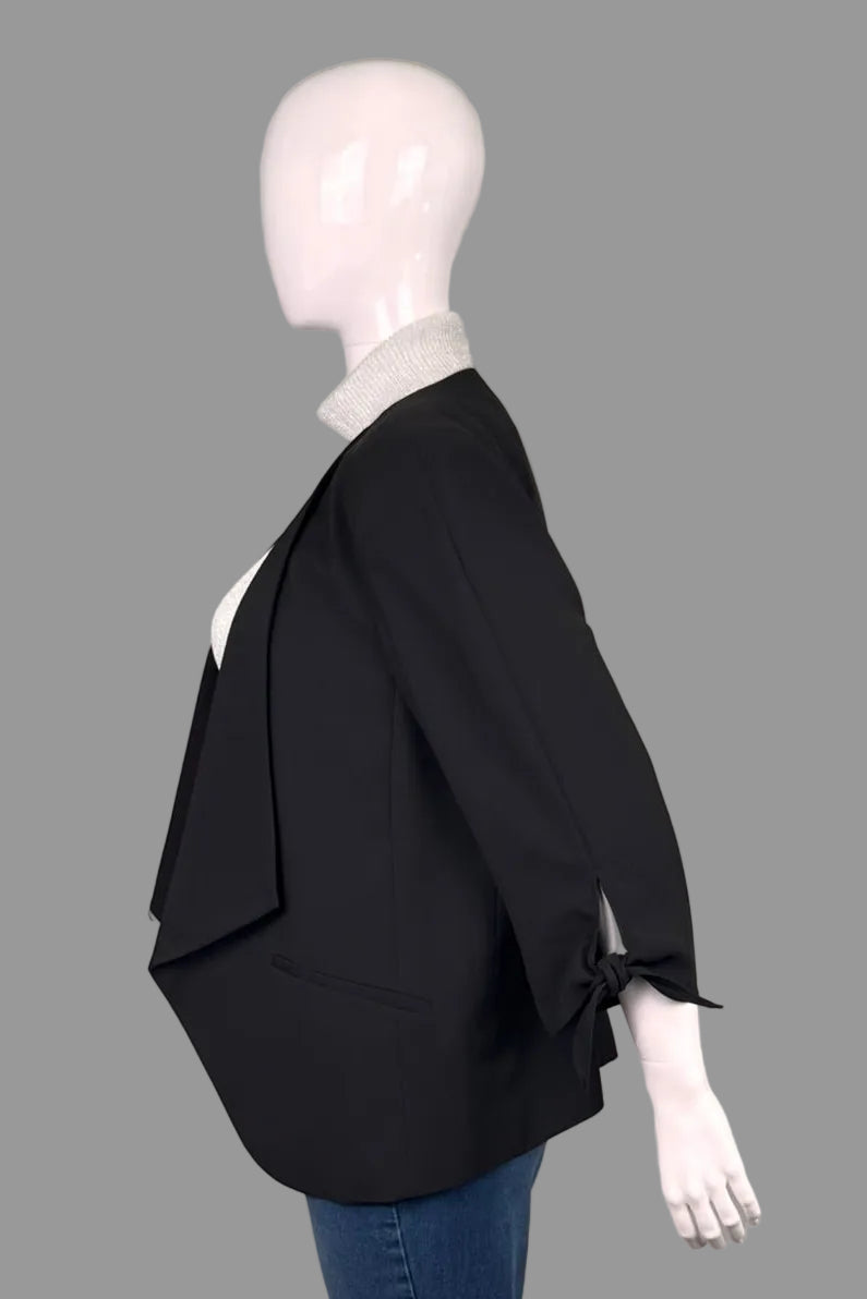 Reitmans Black Open Front Tie Cuff Blazer - Size 20