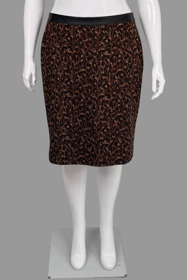 Talbots Stretchy Leopard Print Skirt - Size 16