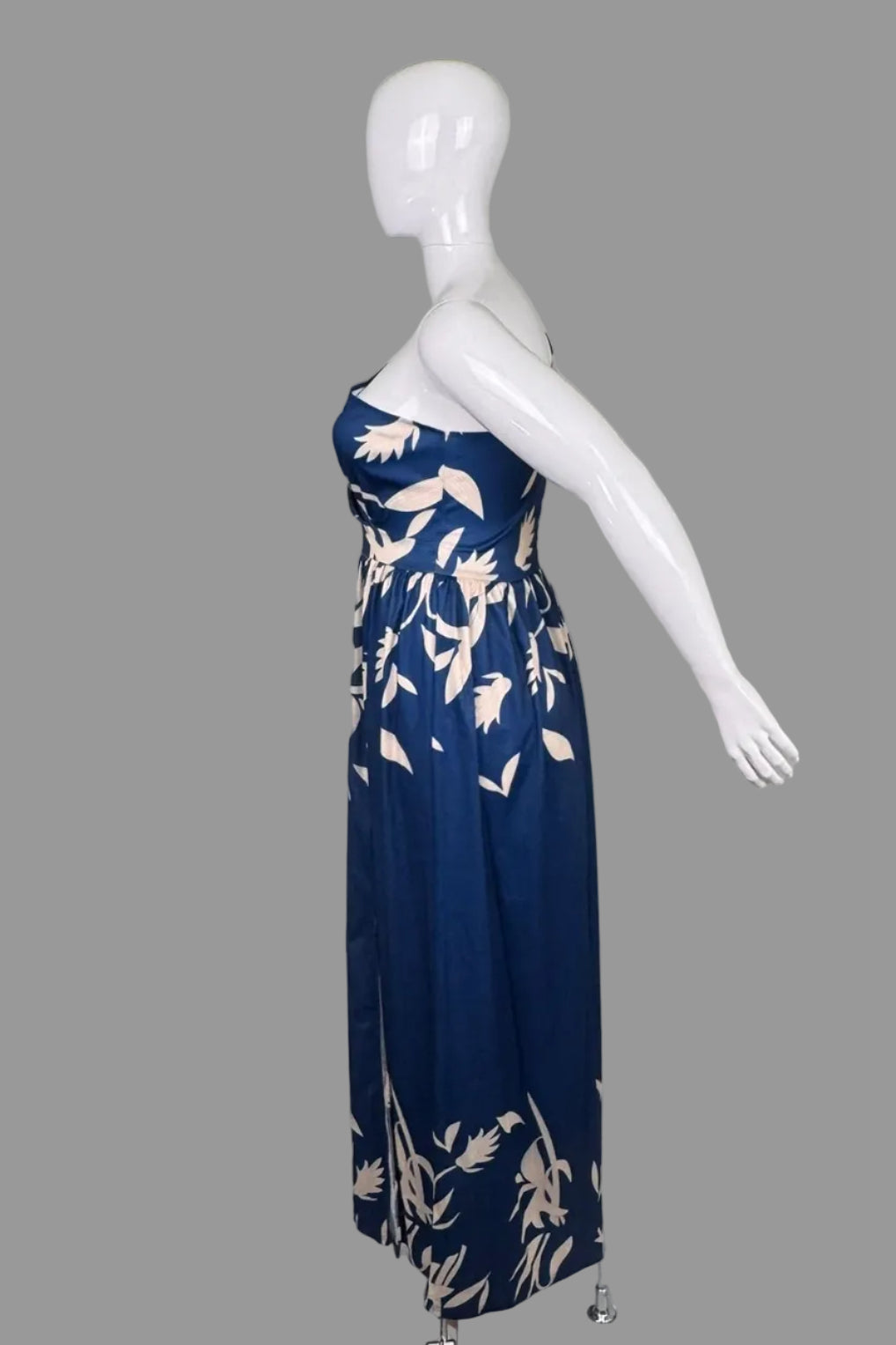Retro Stage Blue Asymmetrical Maxi Dress - Size XXL