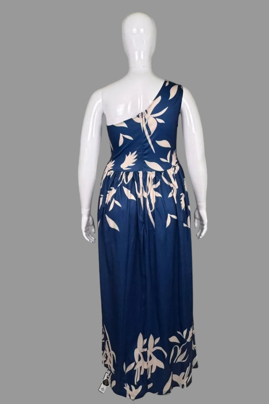 Retro Stage Blue Asymmetrical Maxi Dress - Size XXL