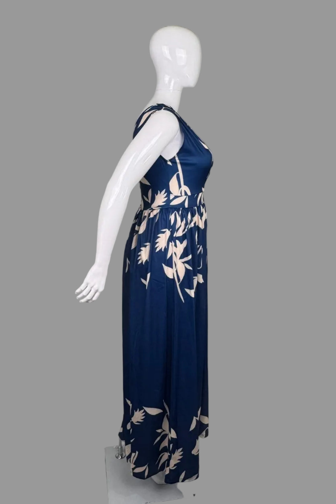 Retro Stage Blue Asymmetrical Maxi Dress - Size XXL