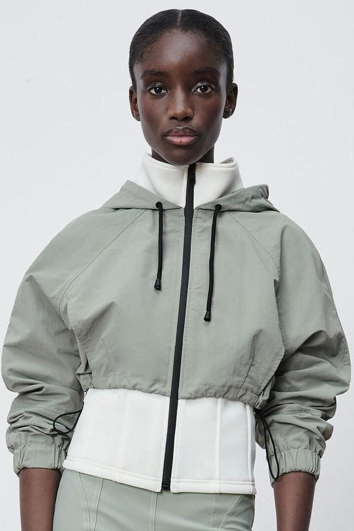 Zara Grey/Ecru Contrast Neoprene Effect Jacket - XL