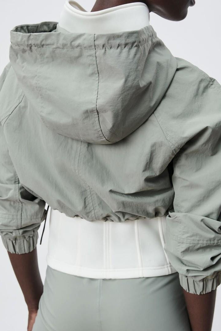 Zara Grey/Ecru Contrast Neoprene Effect Jacket - XL